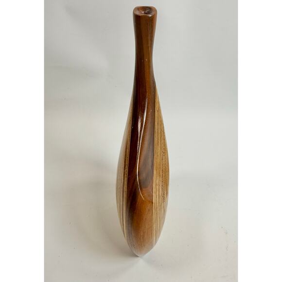MCM Handmade Laminated Wood Minimalist Sculptural Vase Signed H. Süpola - Picture 6 of 11